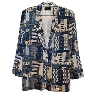 Toni Garment for‎ CC Magic Women's Vintage Blue Tan White Black Blazar Size L